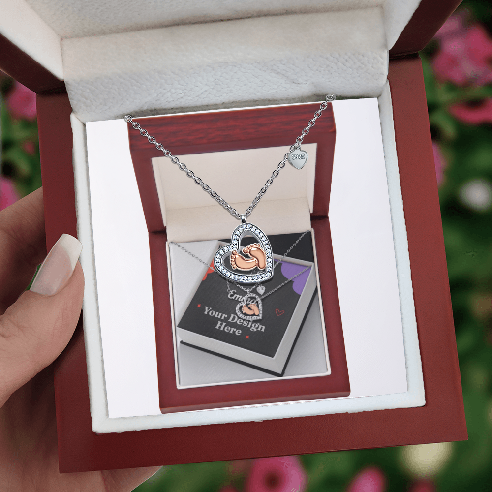 Baby Feet Heart Necklace
