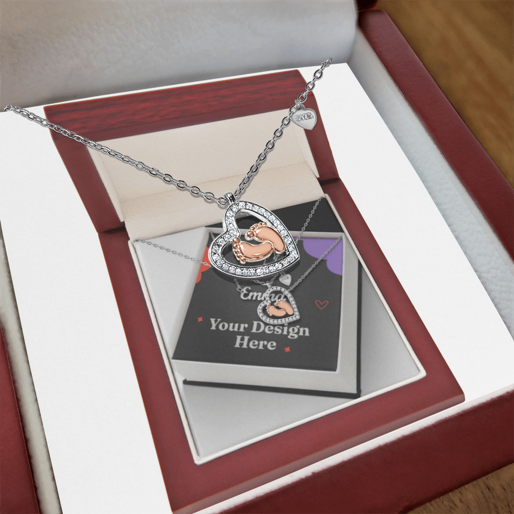 Baby Feet Heart Necklace